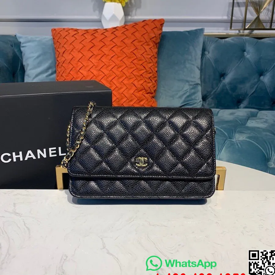 Chanel Woc Taška Přes Rameno 20cm Kaviárová Kůže Zlatý Hardware Podzim/zima 2019 Akt 1 Kolekce, černá