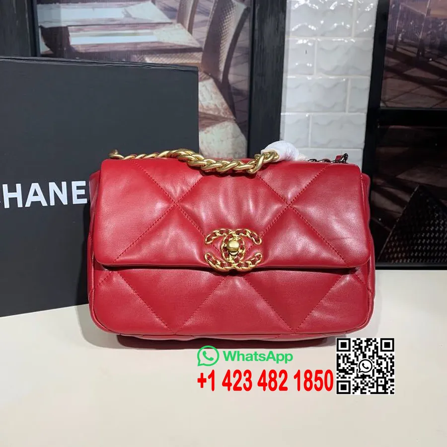 Chanel 19 Flaptas 26cm Geitenleer Herfst/wintercollectie 2019, Rood