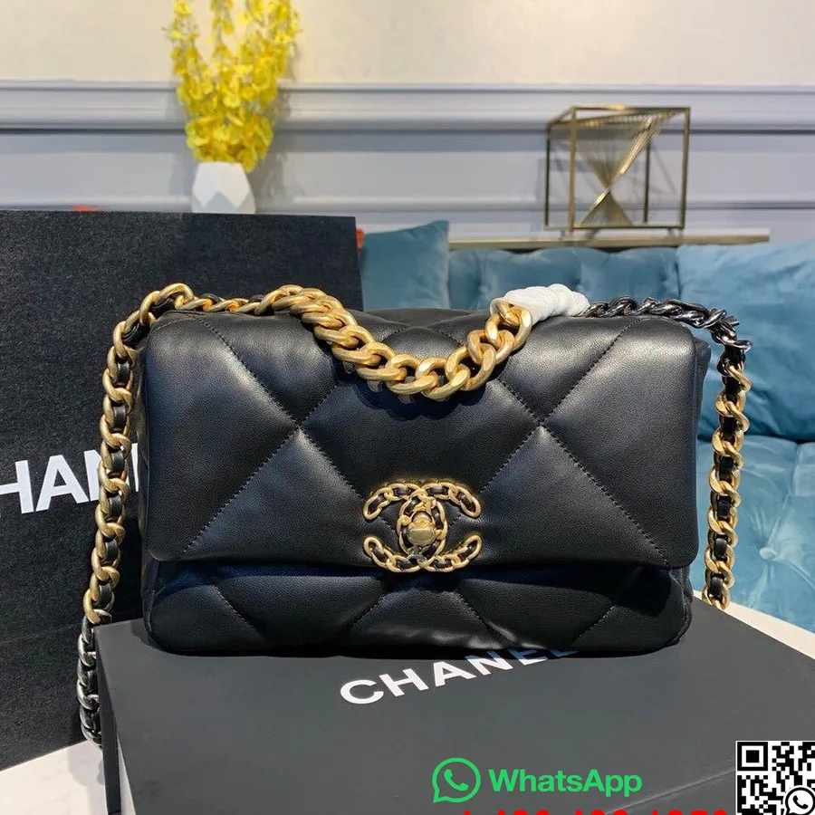 Chanel 19 Flap Taske 25 Cm Gedeskind Læder Efterår/vinter 2019 Kollektion, Sort