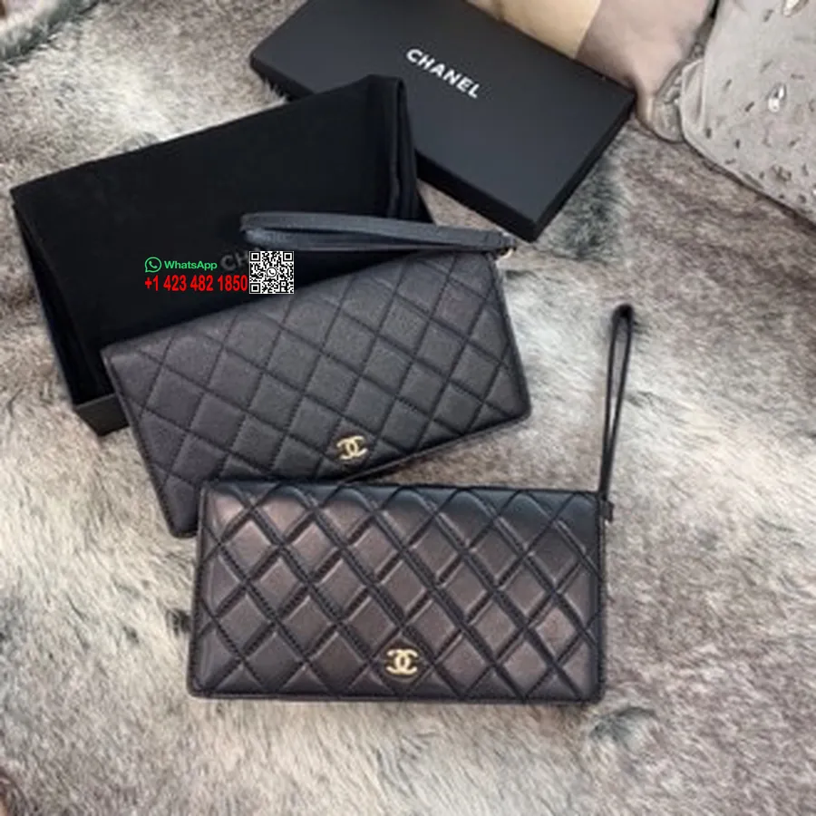 Chanel Držač Kartice Telefonska Torbica Torbica 21 Cm Zlatna Oprema Proljeće/ljeto 2019. Kolekcija 2, Crna