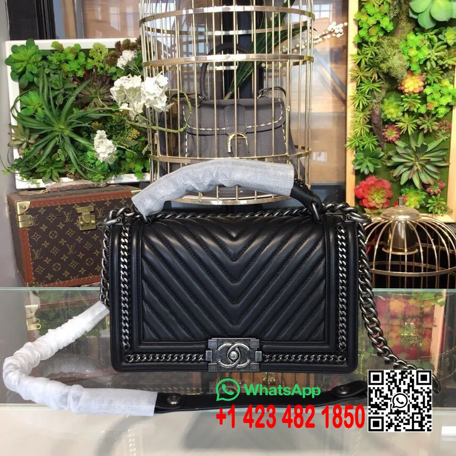 Bolso Chanel Chevron Boy Con Asa Superior 25 Cm Piel De Cordero Herrajes Plateados Antiguos Colección Primavera/verano 2019 Acto