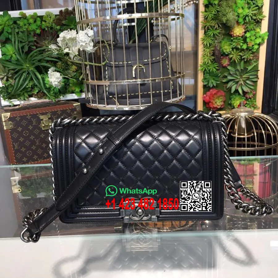 Bolso Chico Chanel 25cm Piel De Cordero Herrajes Plateados Antiguos Colección Primavera/verano 2019 Acto 1, Negro