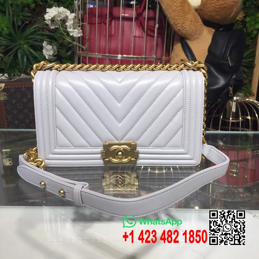 Sac Chanel Chevron Leboy 25cm Cuir D'agneau Matériel Doré Collection Printemps/été 2018 Acte 1, Blanc