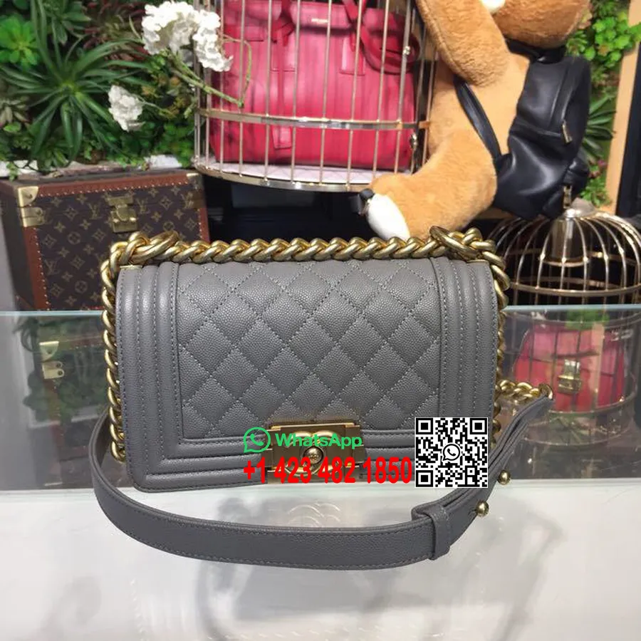 Chanel Leboy Taška 20cm Kaviár Kožený Zlatý Hardware Jaro/léto 2018 Akt 1 Kolekce, šedá