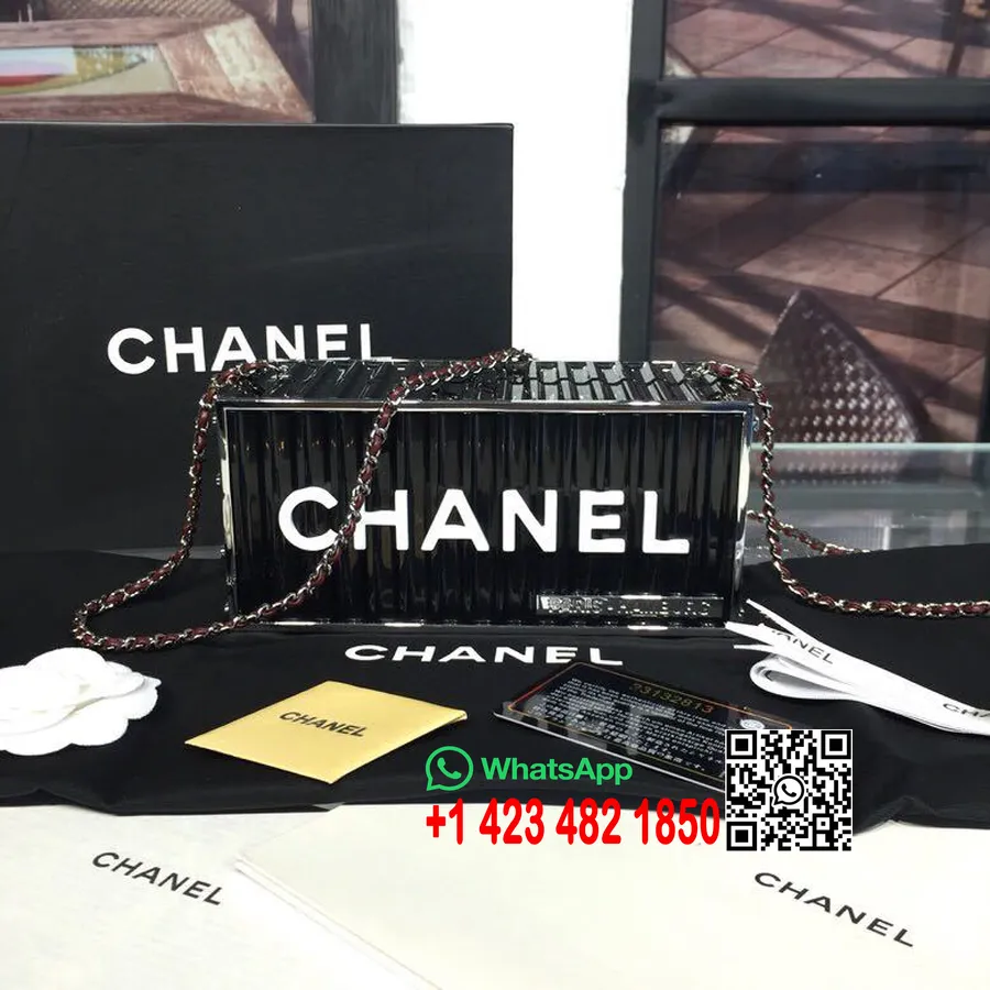 Chanel Versandbehälter Minaudiere Harztasche 20 Cm Silberne Hardware Frühjahr/sommer 2019 Akt 2 Kollektion, Schwarz