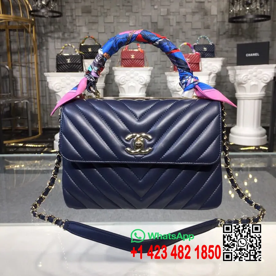 Chanel Tren Cc Chevron Tas Pegangan Atas 25cm Kulit Anak Sapi Perangkat Keras Emas Musim Semi/musim Panas 2019 Koleksi Act 1,