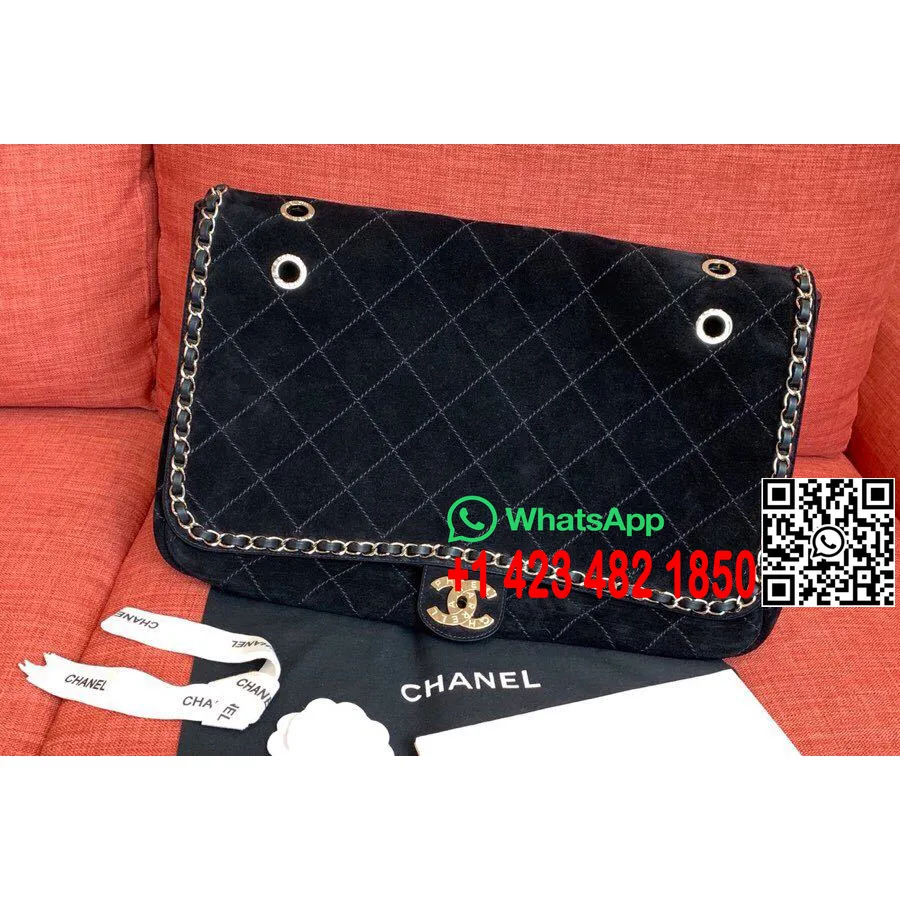 Chanel X Pharrell Collection Capsule Xxl Sac De Voyage à Rabat Classique 46cm Cuir D'agneau Suédé Matériel Doré Printemps / été