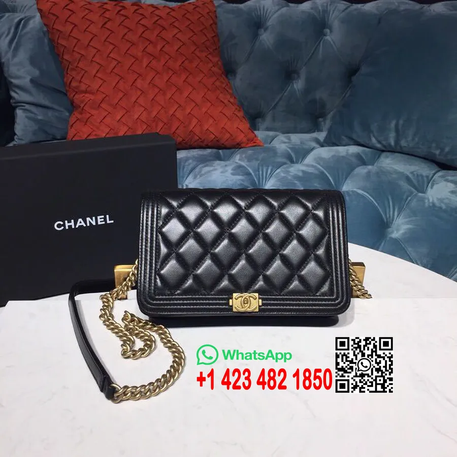 Chanel Boy Woc Taske 20 Cm Lammeskind Guld Hardware Forår/sommer 2019 Act 1 Kollektion, Sort