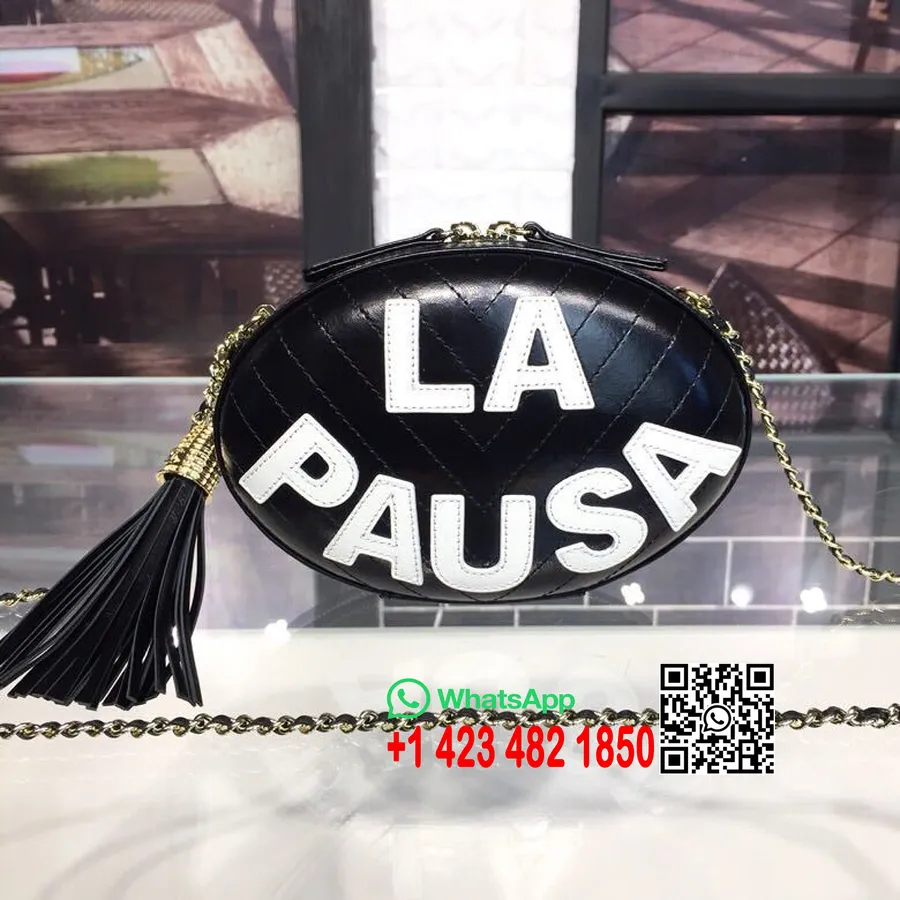 Chanel La Pausa Bolsa De Noite 18 Cm Couro De Pele De Cordeiro Primavera / Verão 2019 Ato 1 Coleção 2019, Preto