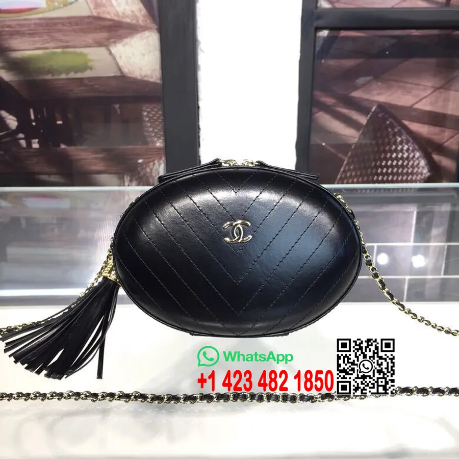 Chanel Bolsa De Noite Com Borla 18cm Couro De Pele De Cordeiro Primavera/verão 2019 Ato 1 Coleção 2019, Preto