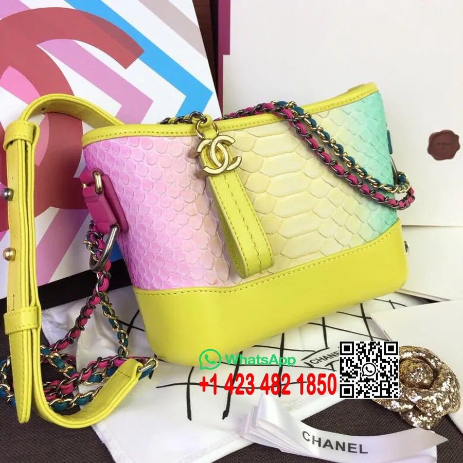 Chanel Gabrielle Hobo Bag Small 20cm Python Skin Spring/Summer 2019 Act 1 2019 Collection, Yellow