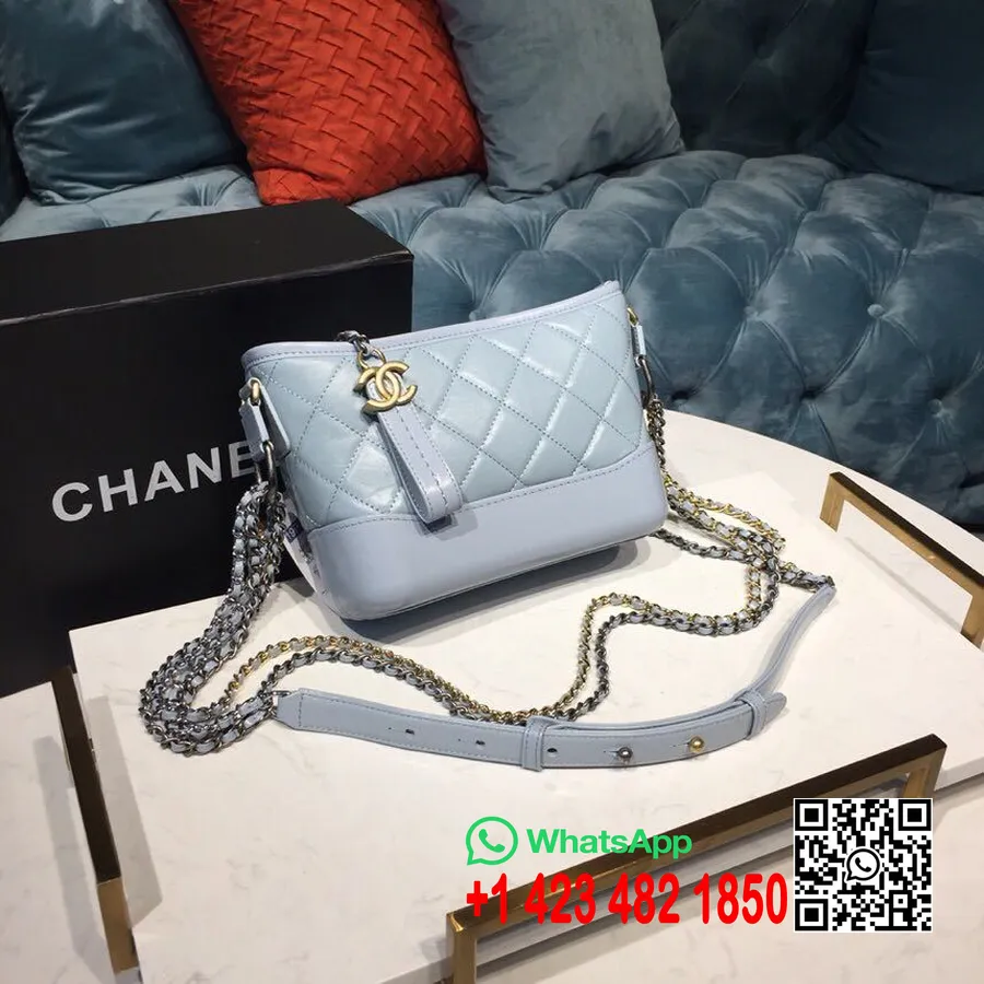 Chanel Gabrielle Hobo Torba Mala 20cm Stara Teleća Koža Proljeće/ljeto 2019. Akt 1 Kolekcija 2019., Svijetlo Plava