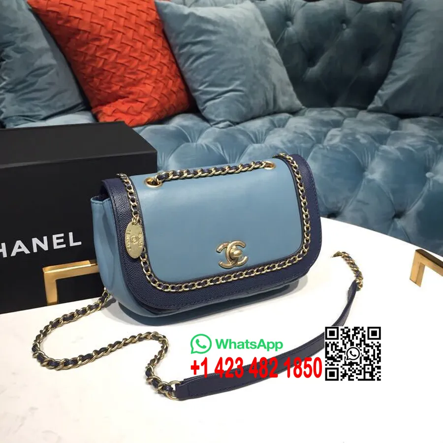 Bolso Con Solapa Y Cadena Tejida Chanel Piel De Cordero/piel De Becerro Graneada Herrajes Dorados Colección Primavera/verano 201