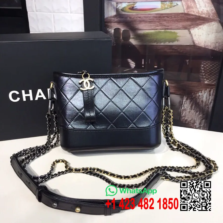 Chanel Gabrielle Hobo Torba Majhna 20 Cm Starano Telečje Usnje Kolekcija Pomlad/poletje 2019 Act 1 2018, črna