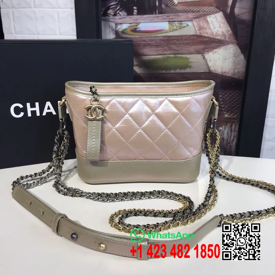 Chanel Gabrielle Hobo Torba Majhna 20 Cm Staranega Telečjega Usnja Pomlad/poletje 2019 Akt 1 Kolekcija 2018, Biserno Zlata