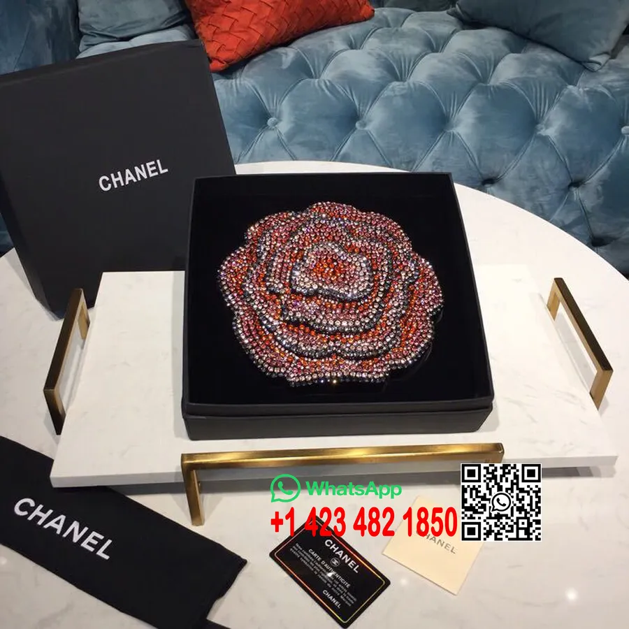 Chanel Evening In The Forest Kamelya Gece Çantası 20cm Reçine/Stras Altın Donanım Sonbahar/Kış 2018 Koleksiyonu, Kırmızı/Siyah