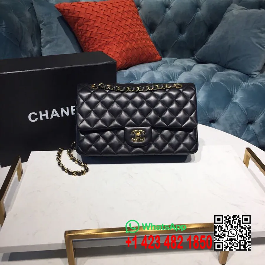 Классическая сумка Chanel с клапаном 25 см из кожи ягненка с золотой фурнитурой, коллекция весна/лето 2019 Act 1, черный