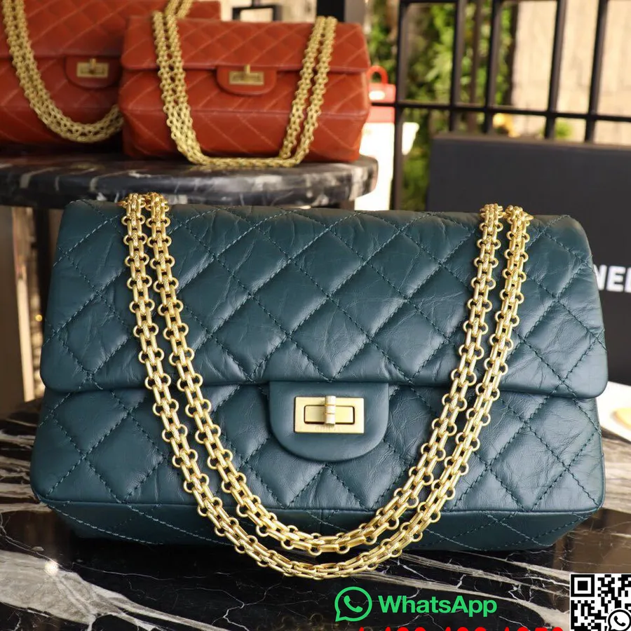 Geanta Chanel 2.55 Reeditare 28cm Piele De Vitel Invechita Colectia Act 1 Toamna/iarna 2018, Verde Inchis