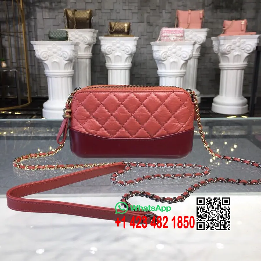 Chanel Gabrielle Mini Hobo Tas 18cm Gouden Hardware Lamsleer Herfst/winter Act 1 2018 Collectie Roest Rood