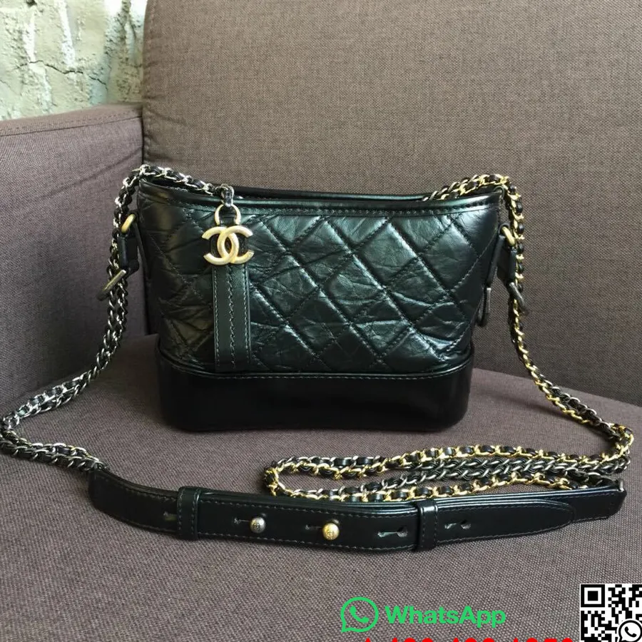 Chanel Gabrielle Hulkurkott 20cm Vananenud Vasikanahast Sügis/talv Tegu 1 2018 Kollektsioon, Must