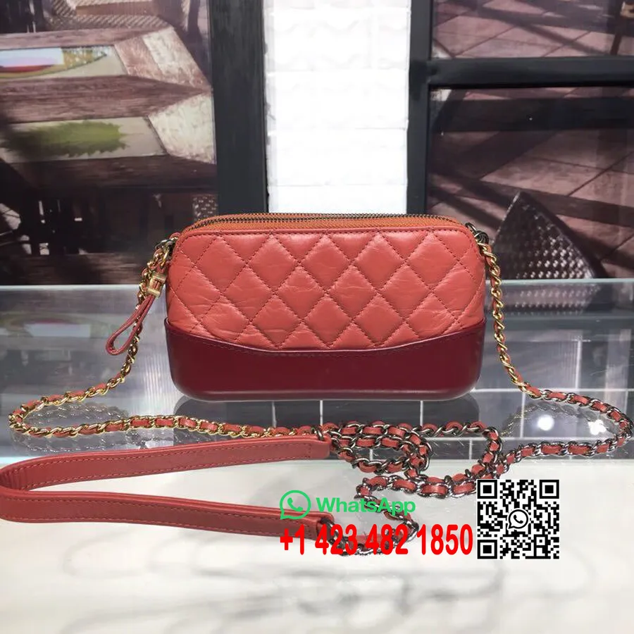 Chanel Gabrielle Mini Hobo Tas 18cm Gouden Hardware Lamsleer Herfst/winter Act 1 2018 Collectie Rood