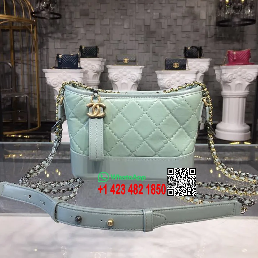 Chanel Gabrielle Sac Hobo Petit 20cm Cuir De Veau Vieilli Collection Automne/hiver 2018 Acte 1 2018, Vert D'eau