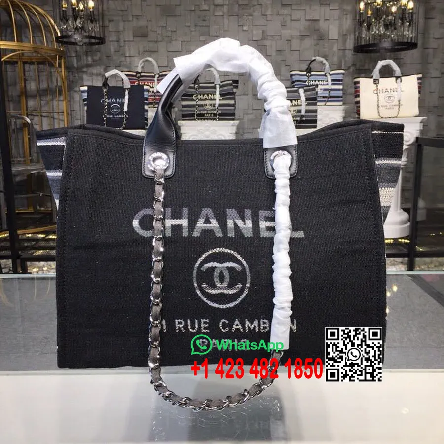 Chanel Deauville Torba Od 38 Cm Torba Od Tvida Metiers D Art 2018 Kolekcija Crno/sivi Tekstil