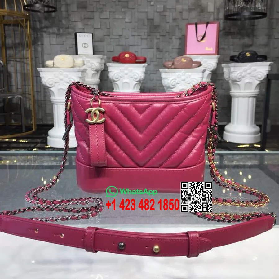 Chanel Gabrielle Chevron Sac Hobo Petit 20cm Cuir De Veau Vieilli Collection Automne/hiver 2018 Acte 1 2018 Rose