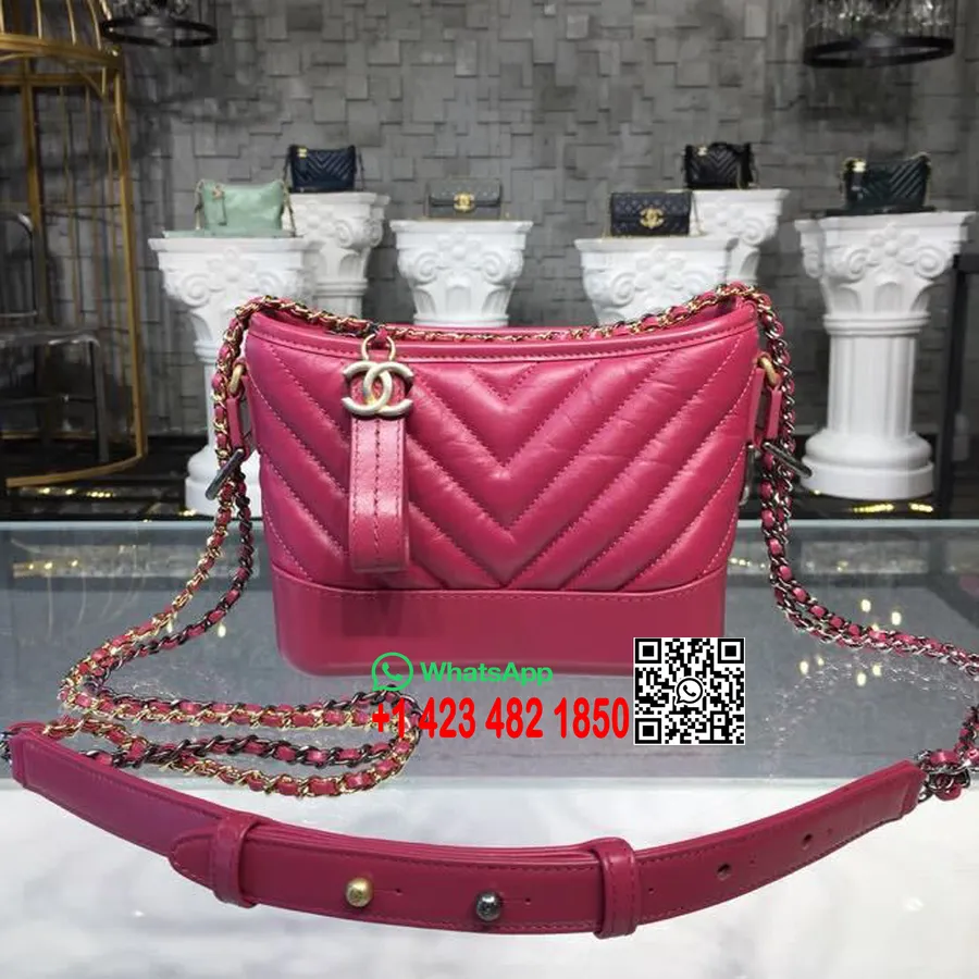 Chanel Gabrielle Chevron Sac Hobo Petit 20cm Cuir De Veau Vieilli Collection Automne/hiver 2018 Acte 1 2018 Rouge Rose