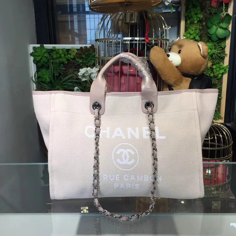 Chanel Deauville Torba Platnena Torba Od 40 Cm Kolekcija Cruise 2018 Svijetloružičasta