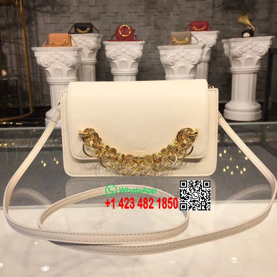 Chloe Draw Bijou Pochette 20cm Sac Matériel Doré Cuir De Veau Lisse Collection Printemps/été 2018 Blanc