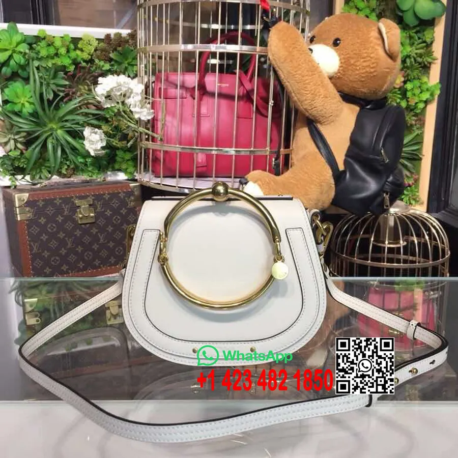 Chloe Nile Gelang Minaudiere Tas Selempang 18Cm Kulit Anak Sapi Halus Koleksi Musim Semi/Musim Panas 2018 Putih