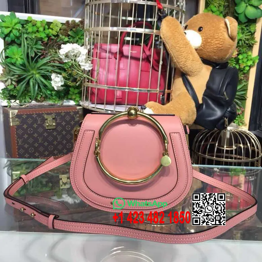 Chloe Nile Bratara Minaudiere Geanta Crossbody 18cm Piele De Vitel Neteda Colectia Primavara/vara 2018 Roz