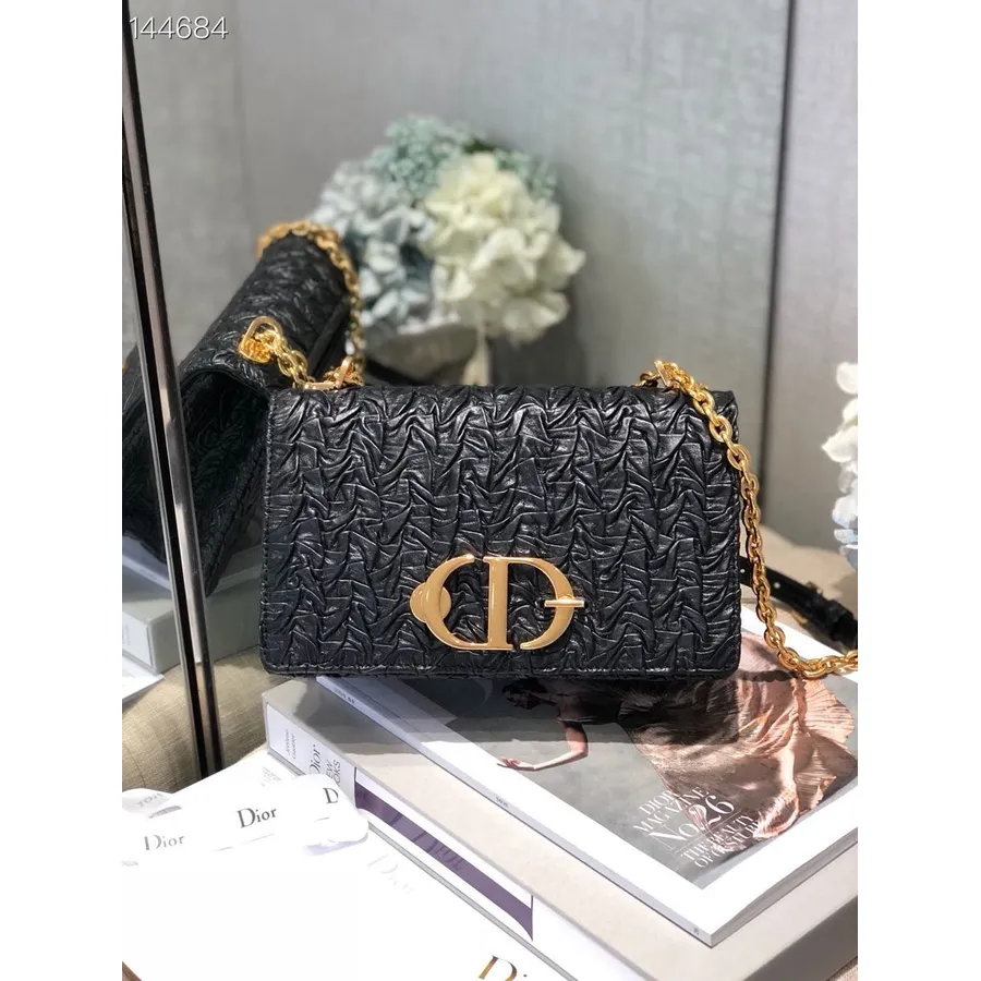 Christian Dior Cd Montaigne Borsa Woc 20 Cm Pelle Di Vitello, Nera