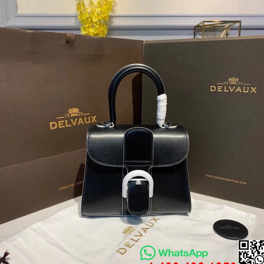 Delvaux Brillant Bb Taske Flap 20 Cm Taske Kalveskind Læder Hvid Hardware Efterår/vinter 2019 Kollektion, Sort