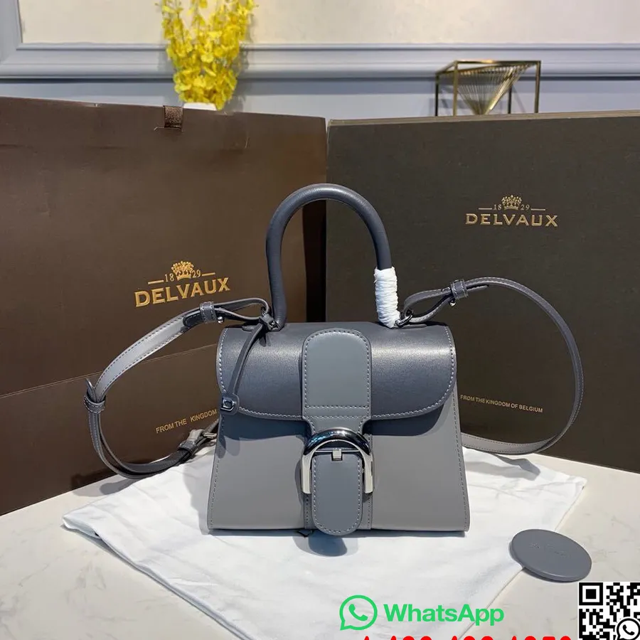 Delvaux Brillant Bb Kotiklapiga 20cm Kott Vasikanahast Hõbedast Riistvara Sügis/talv 2019 Kollektsioon, Tumehall/helehall