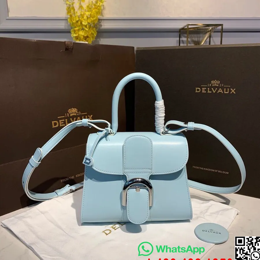 Delvaux Brillant Bb Listonoszka Z Klapką 20cm Torba Skóra Cielęca Srebrne Okucia Kolekcja Jesień/zima 2019, Jasnoniebieski