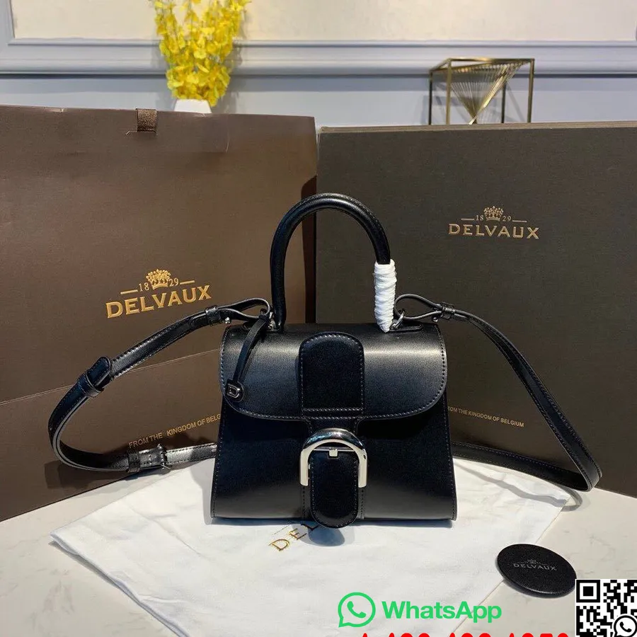 Delvaux Brillant Bb Satchel Flap 20cm Bag Calfskin Leather Silver Hardware Koleksi Musim Gugur/dingin 2019, Hitam