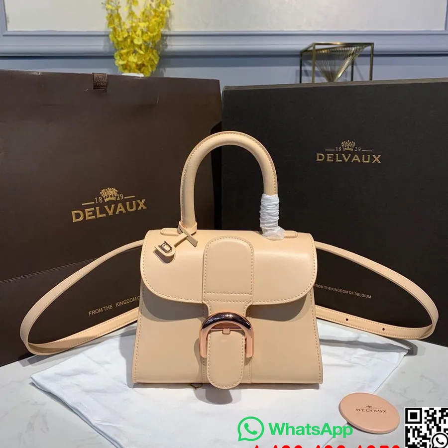 Delvaux Brillant Bb Taske Flap 20 Cm Taske Kalveskind Læder Rosa Guld Hardware Efterår/vinter 2019 Kollektion, Beige