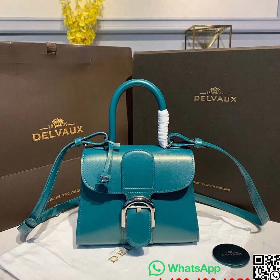 Delvaux Brillant BB Satchel Flap 20cm Bag Calfskin Leather Silver Hardware Fall/Winter 2019 Collection, Turquoise