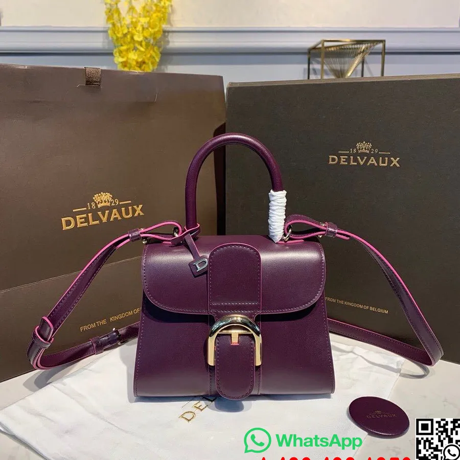 Sac Delvaux Brillant Bb Satchel Rabat 20cm Cuir De Veau Matériel Doré Collection Automne/hiver 2019, Violet Foncé