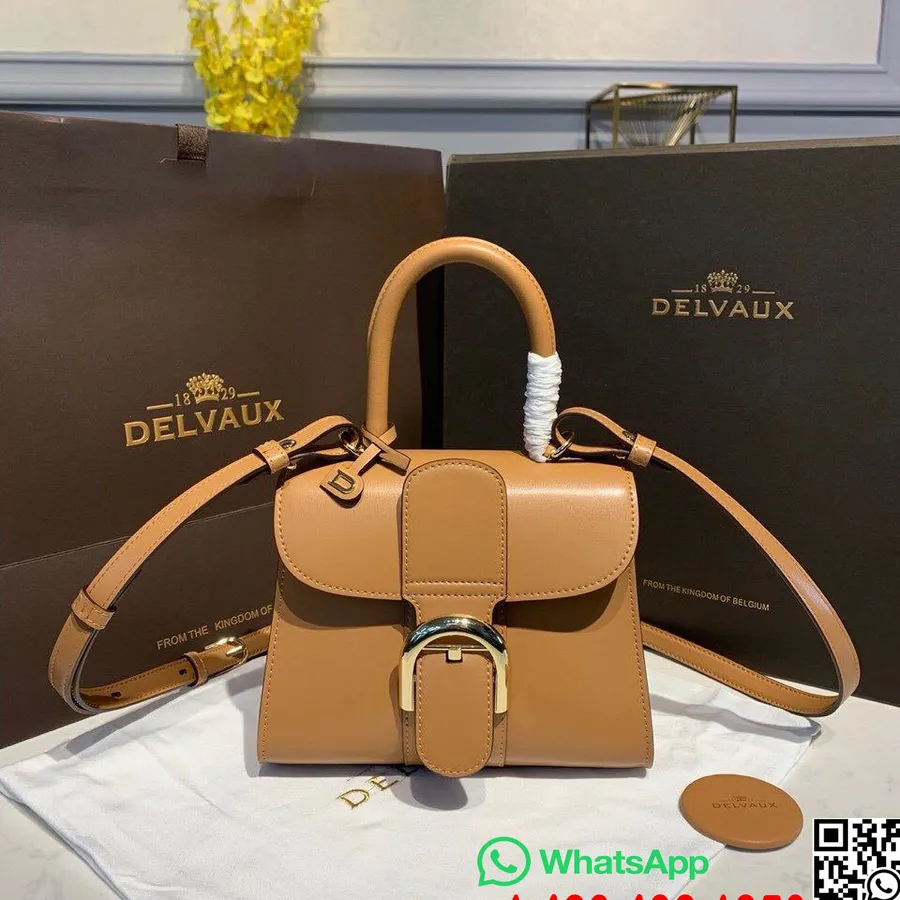 Delvaux Brillant Bb Taske Flap 20 Cm Taske Kalveskind Guld Hardware Efterår/vinter 2019 Kollektion, Tan