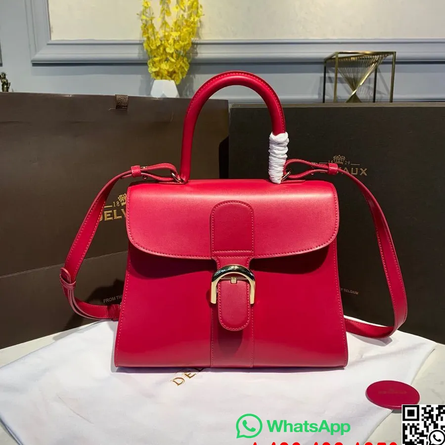 Delvaux Brillant Mm Clapa Ghiozdan 28 Cm Geanta Piele De Vitel Feronerie Aurie Colectia Toamna/iarna 2019, Rosu