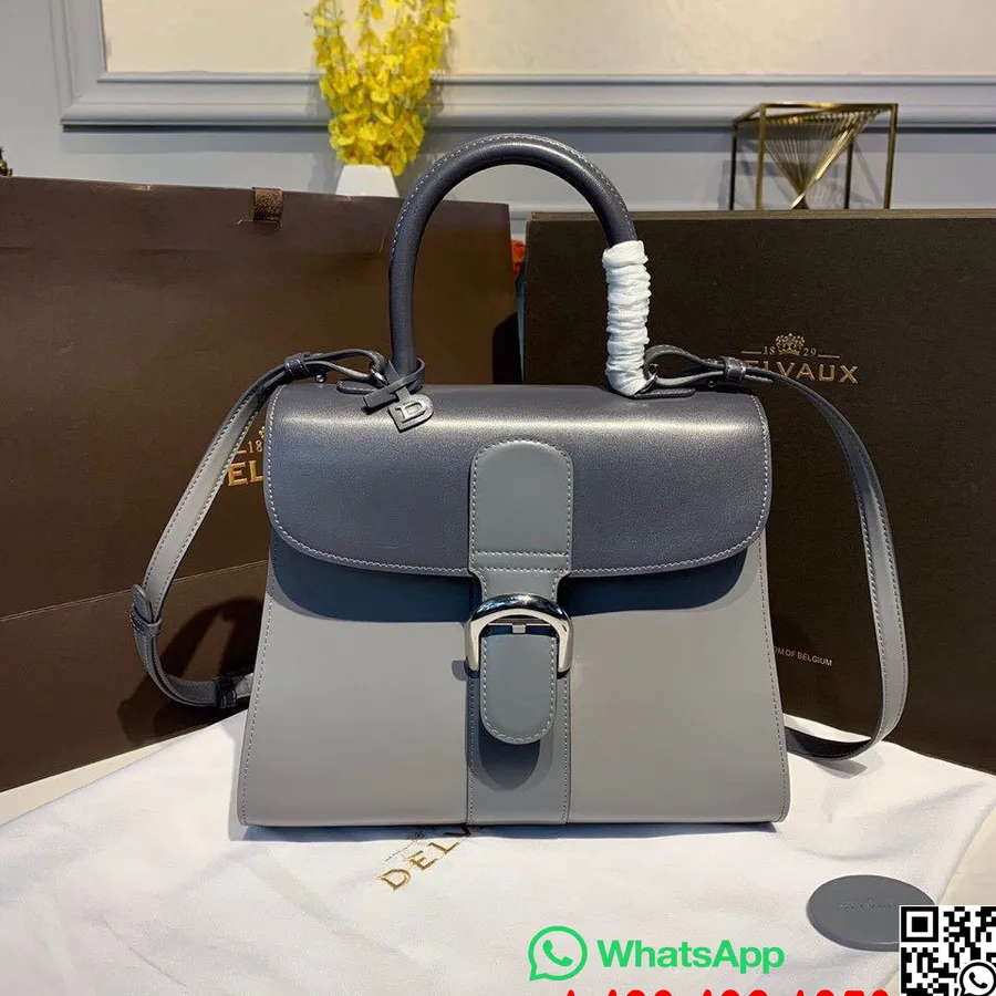 Delvaux Brillant Mm Clapa Ghiozdan 28 Cm Geanta Piele De Vitel Feronerie Argintie Colectia Toamna/iarna 2019, Gri Inchis/gri Des