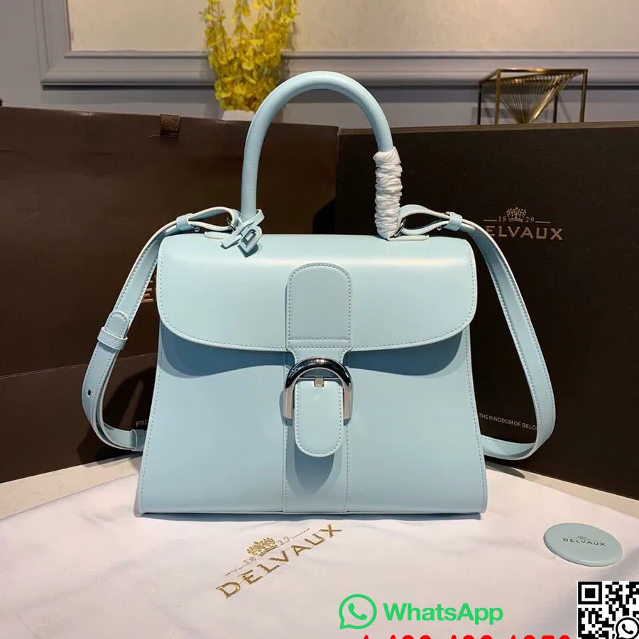 Delvaux Brillant Mm Clapa Ghiozdan 28 Cm Geanta Piele De Vitel Feronerie Argintie Colectia Toamna/iarna 2019, Albastru Deschis