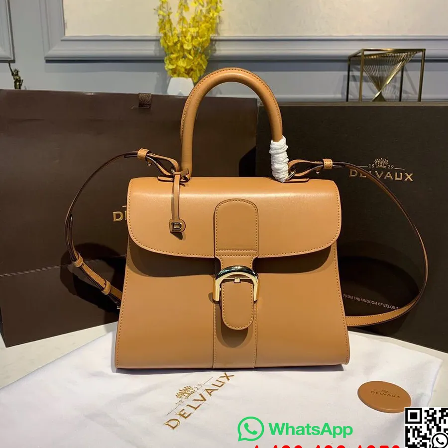 Bolso Satchel Delvaux Brillant Mm Con Solapa De 28 Cm Piel De Becerro Herrajes Dorados Colección Otoño/invierno 2019, Tostado