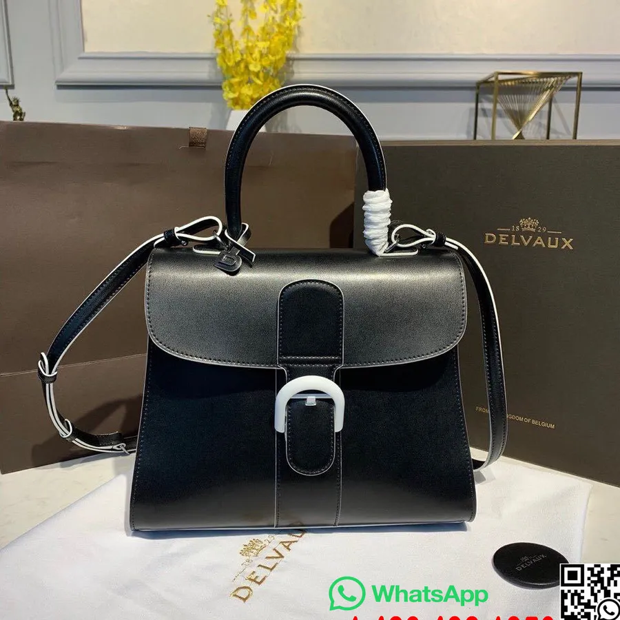 Delvaux Brillant Mm Clapă Ghiozdan 28 Cm Geantă Piele De Vițel Feronerie Albă Colecția Toamnă/iarna 2019, Negru