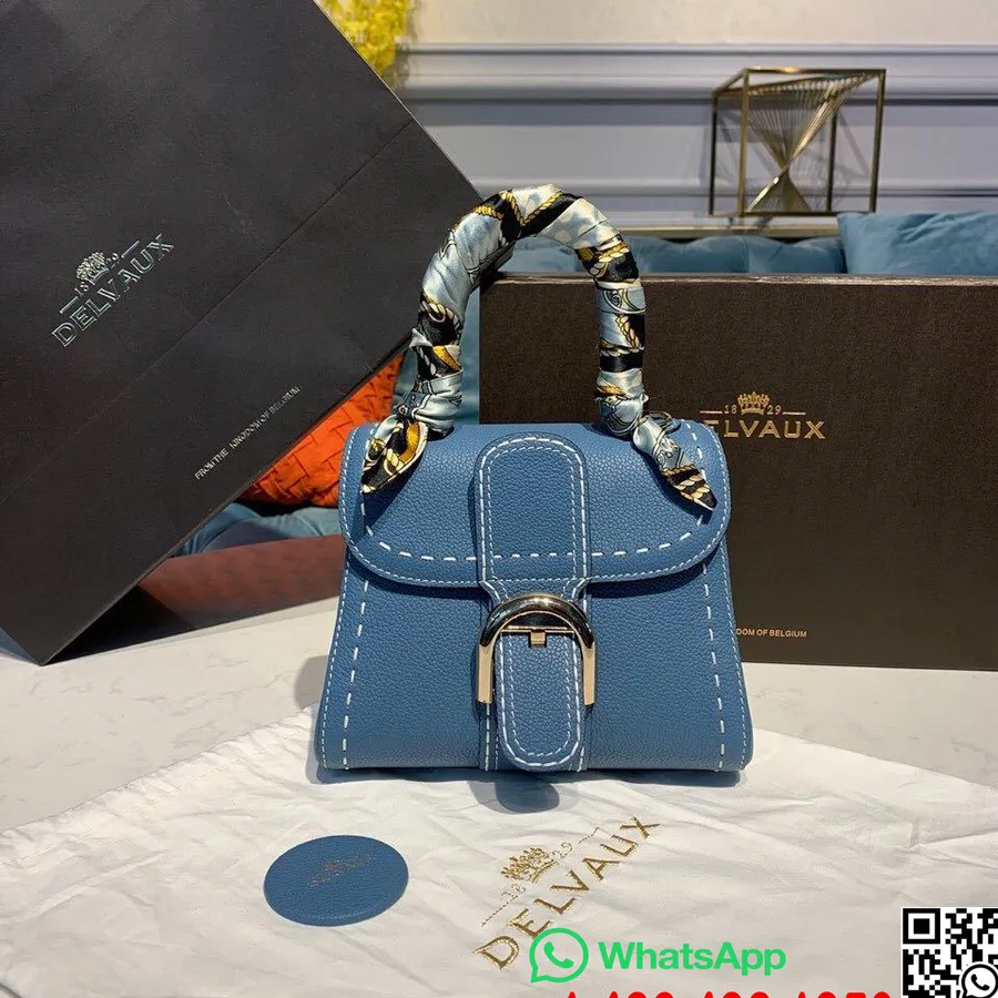 Delvaux Sellier Brillant Bb Tornister Z Klapą 20cm Torba Gruba Skóra Cielęca Złote Okucia Kolekcja Jesień/zima 2019, Niebieska