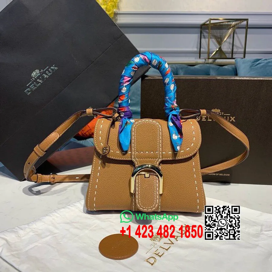 Bolso Satchel Delvaux Sellier Brillant Bb Con Solapa De 20 Cm, Piel De Becerro Granulada, Herrajes Dorados, Colección Otoño/invi