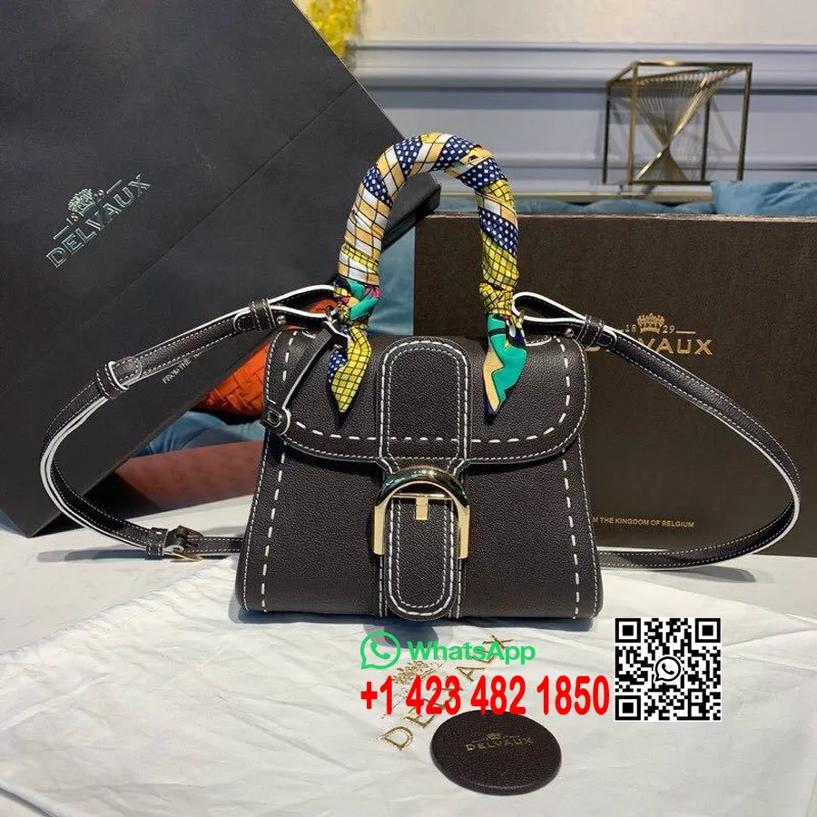 Сумка Delvaux Sellier Brillant BB с клапаном 20 см из зерненой телячьей кожи, золотая фурнитура, коллекция осень/зима 2019, темн